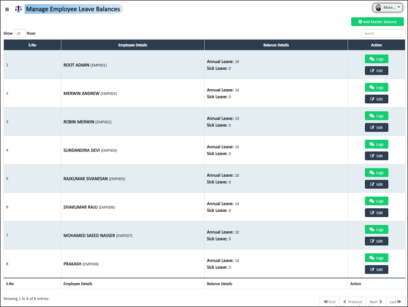Manage Leave Balances