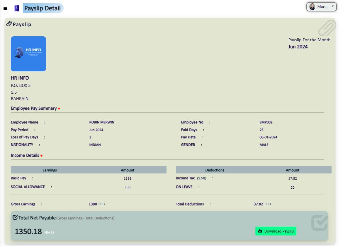 Payslip Details