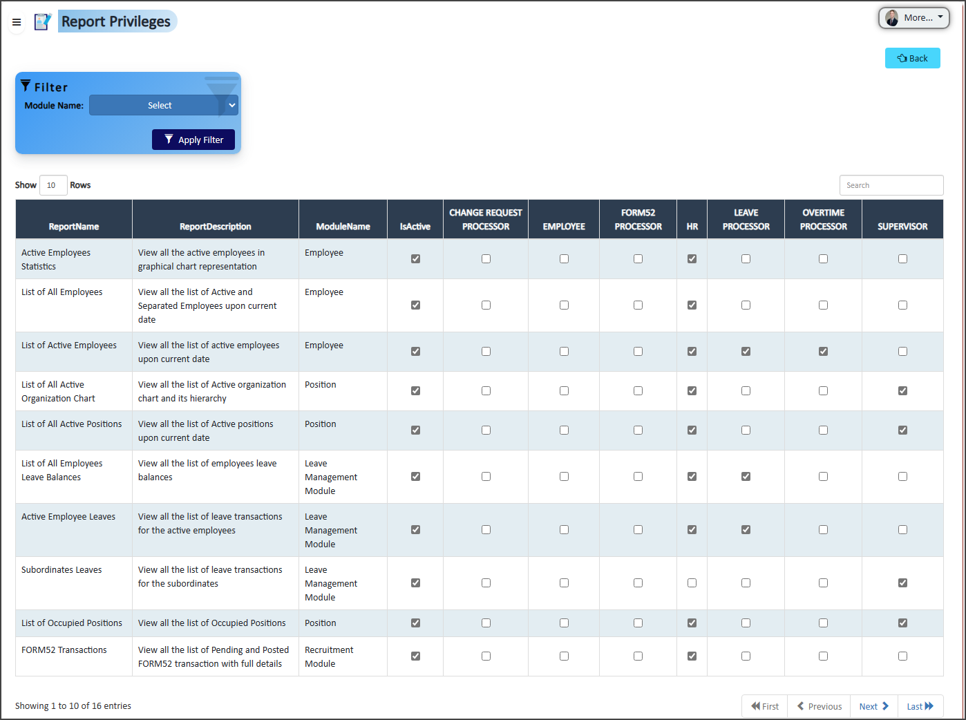 Report Privileges