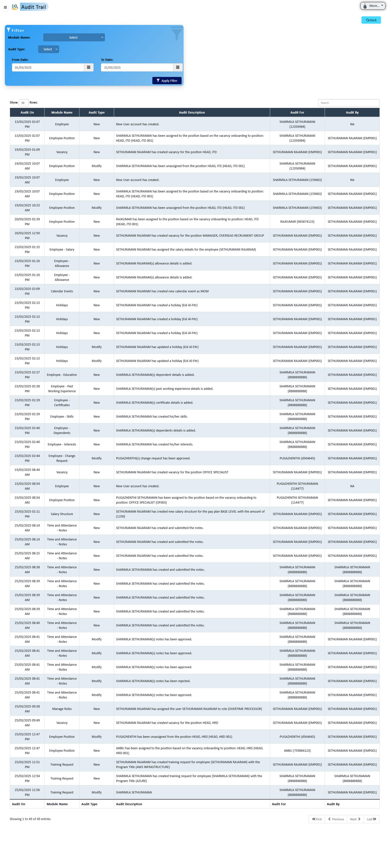 Audit Trail Settings
